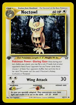 Pokemon Card - Noctowl Neo Genesis 42/111 Uncommon 1st Edition - Image 1