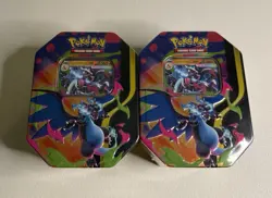 Pokemon Mega Charizard X EX Tin Multicolor Storage for TCG Cards (Lot of 2) - Image 1