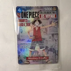 Sealed Bandai One Piece Card Game Monkey.D.Luffy US Voyage Promo Full Art Holo - Image 1