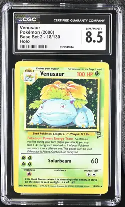 CGC 8.5 Venusaur 2000 Base Set 2 18/130 Holo Pokemon Card - Image 1