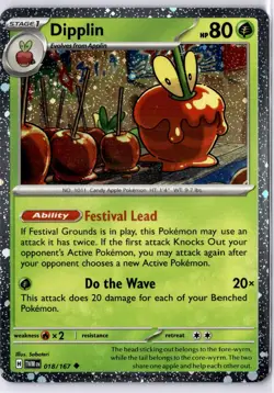 Dipplin Cosmos Holo Uncommon Twilight Masquerade 018/167, NM Pokemon Card - Image 1