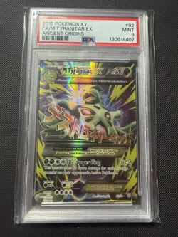 2015 POKEMON XY ANCIENT ORIGINS #92 FULL ART/M TYRANITAR EX PSA 9 - Image 1