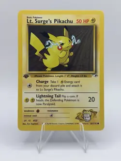 Pokemon Lt. Surge's Pikachu Gym Heroes 1st Edition 81/132 Common 50 HP - Image 1