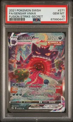 2021 Pokemon Fusion Strike Gengar VMAX #271 Secret Rare Alt Art PSA 10 - Image 1
