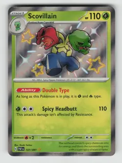 Pokemon - Scovillain - 107/091 SV: Paldean Fates - Shiny Rare - NM - Image 1