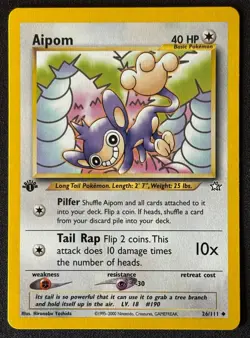 1st Edition Aipom - Neo Genesis - #26/111 - Vintage Pokemon Card 2000 WOTC - Image 1