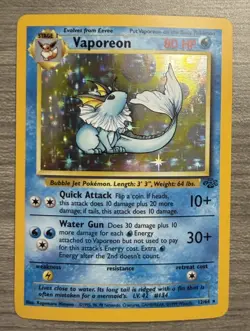 Pokemon TCG Vaporeon Holo Rare Card Jungle, 12/64, Lightly Played - Image 1