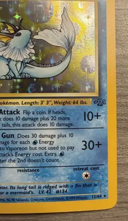 Pokemon TCG Vaporeon Holo Rare Card Jungle, 12/64, Lightly Played - Image 3