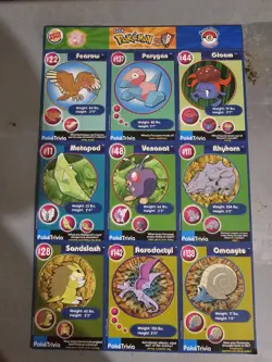 POKEMON 1ST MOVIE CARDS 1999 BURGER KING MASTER TRAINER #5 SET UNCUT SHEET - Image 1