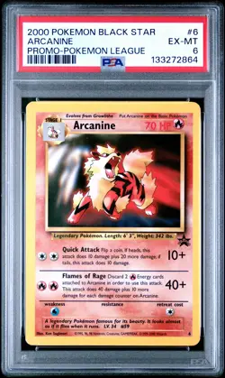 2000 POKEMON PROMO BLACK STAR POKEMON LEAGUE #6 ARCANINE PSA 6 - Image 1