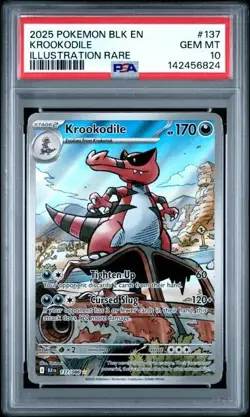 2025 POKEMON BLACK BOLT #137 KROOKODILE ILLUSTRATION RARE IR PSA 10 Gem Mint - Image 1
