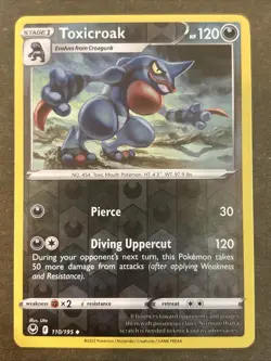 Toxicroak 110/195 Swsh12: Silver Tempest Reverse Holo Pokemon TCG NM - Image 1