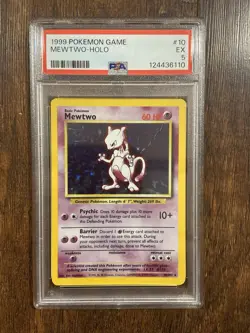 1999 Base Set Pokemon TCG Mewtwo Holo PSA 5 Graded Excellent 10/102 - Image 1