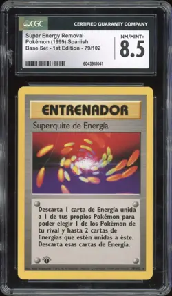 1999 Pokemon SPANISH 1st Edition Base Set Superquite de Energia 79/102 CGC 8.5 - Image 1