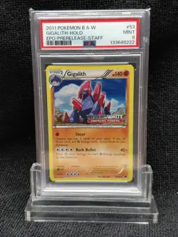 2011 Pokemon B&W Emerging Powers Gigalith Prerelease Staff #53/98 PSA 9 - Image 1