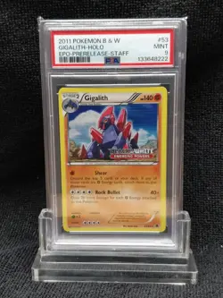2011 Pokemon B&W Emerging Powers Gigalith Prerelease Staff #53/98 PSA 9 - Image 2