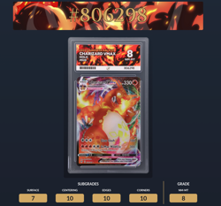 Pokemon TCG Charizard VMAX Darkness Ablaze 020/189 SWSH Graded Ace 8 NM-MT - Image 1