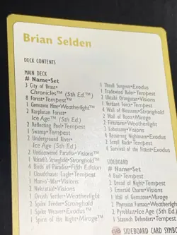 Brian Selden World Championships Seattle August 1998 MTG Main Deck Contents - Image 2
