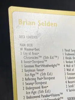 Brian Selden World Championships Seattle August 1998 MTG Main Deck Contents - Image 3