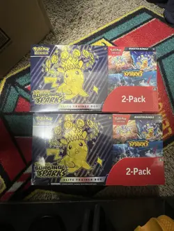 🔥(LOT OF TWO)🔥 Pokemon TCG Surging Sparks ETB + Booster Bundle Costco 2-Pack - Image 1