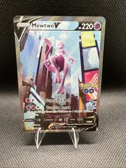 Pokemon Go Mewtwo v 2022 Full Art Rare Holo Card 072/078 TCG NM - Image 1