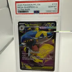 2025 Pokemon Phantasmal Flames Mega Sharpedo ex Ultra Rare #113/094 PSA 10 - Image 1