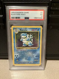 1999 POKEMON BASE SET UNLIMITED #2 BLASTOISE-HOLO PSA 5 - Image 1