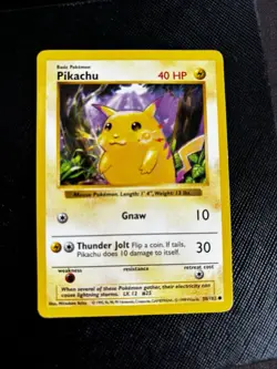 Pikachu 58/102 Yellow Cheeks Base Set Shadowless Vintage Pokemon WoTC 1999 LP - Image 1