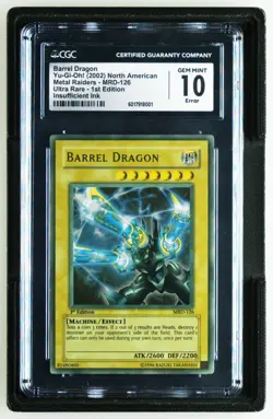 2002 Yu-Gi-Oh! Barrel Dragon 1st Edition MRD-126 MAX FADED CGC 10 Gem Mint - Image 1