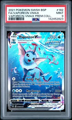 2021 POKEMON SWSH BLACK STAR PROMO #182 FULL ART/VAPOREON VMAX PSA 9 - Image 1