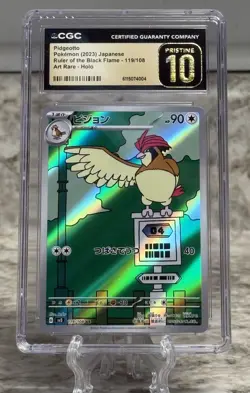 PIDGEOTTO CGC 10 PRISTINE 2023 POKEMON JP #119/108 RULER OF BLACK FLAME ART HOLO - Image 1