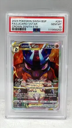 2023 Pokemon SWSH BLACK STAR PROMO #291 FA/LUCARIO VSTAR CROWN ZENITH ETB PSA 10 - Image 1