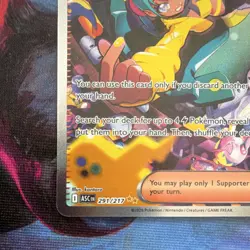 Pokemon Canari Trainer Supporter Secret Rare Full Art Holo ASC Card 291/217 - Image 3