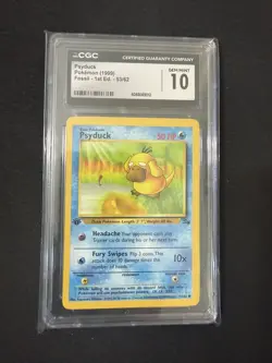Pokemon TCG Psyduck Fossil 1st Edition Common Card 53/62 CGC 10 PSA - Image 1