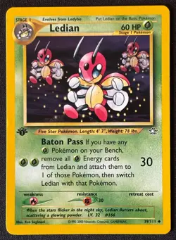 1st Edition Ledian - Neo Genesis - #39/111 - Vintage Pokemon Card 2000 WOTC - Image 1