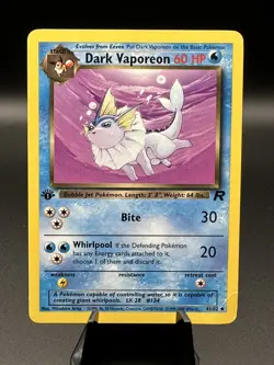 Pokemon Team Rocket Non-Holo 1st Edition Dark Vaporeon, Card #45/82 LP - Image 1
