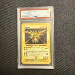 1999 POKEMON BASE SET SHADOWLESS #16 Zapdos-HOLO PSA 7 - Image 1