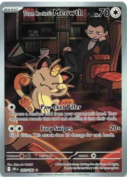 Pokemon Team Rocket's Meowth 203/182 Sv10: Destined Rivals Illustration Rare Fu… - Image 1