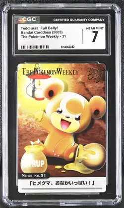 Pokemon Bandai Carddass Pokemon Weekly (2005) Teddiursa, Fully Belly! CGC 7 NM - Image 1