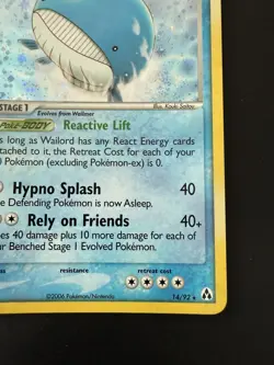 Pokemon TCG Legend Maker EX Wailord 14/92 Rare Holo Foil NM - Image 2