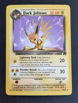 Dark Jolteon 38/82 Pokemon TCG Team Rocket Vintage WOTC Card - Near Mint! - Image 1
