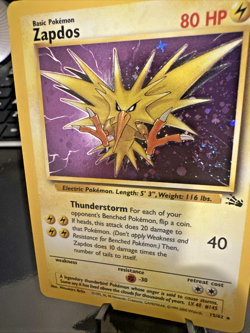 Zapdos 15/62 Fossil Holo - Swirl 🌀- Pokemon Card (LP) - Image 2