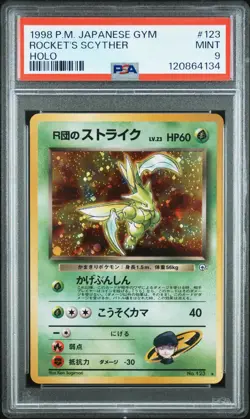 1998 POKEMON JPN GYM #123 ROCKET'S SCYTHER-HOLO PSA 9 - Image 1