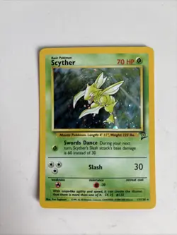 2000 Vintage Pokemon TCG Base Set 2 #17/130 Grass Scyther Holo Rare LP Great! - Image 2
