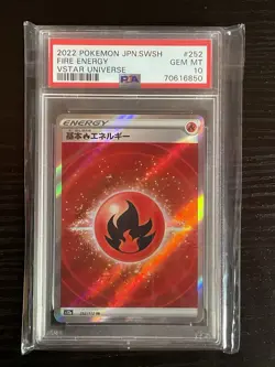 PSA 10 Pokemon Fire Energy 252/172 S12a: Vstar Universe Holo (Japanese) - Image 2