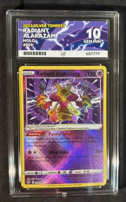 Pokemon TCG Radiant Alakazam 059/195 Holo 2022 Silver Tempest Ace 10 Gem Mint - Image 1