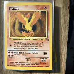 Pokemon Moltres TCG Card 12/62 Holo Unlimited Rare Fossil Set - Image 1