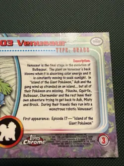 Venusaur Topps Chrome Series #1 Pokemon Card #03 TV Animation - MP - Image 5