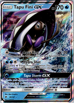 Tapu Fini GX - 39/147 - Pokemon Burning Shadows Sun & Moon Ultra Rare Card NM - Image 1