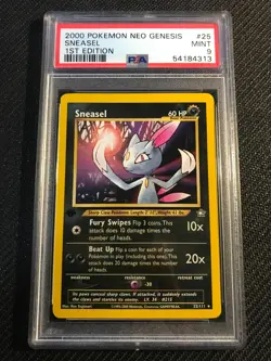 PSA 9 MINT Sneasel 25 Neo Genesis 1st Edition Pokemon Card - Image 1